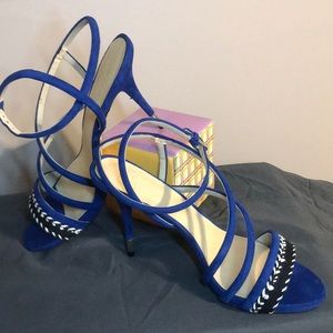 Electric blue strapped stiletto sandal